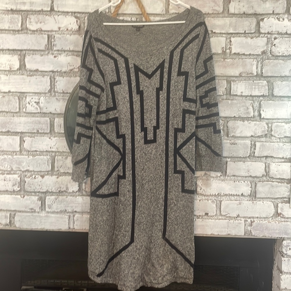 Express gray/black sweater shin high dress size large